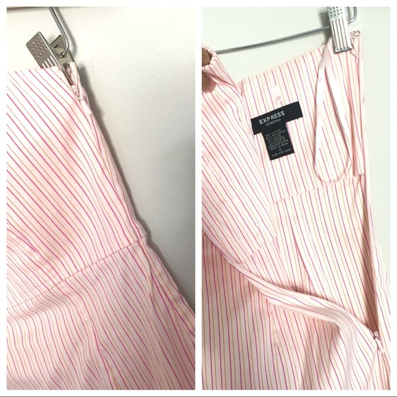 EXPRESS FLORAL Embroidered Striped Strapless DRESS - Picture 3 of 8